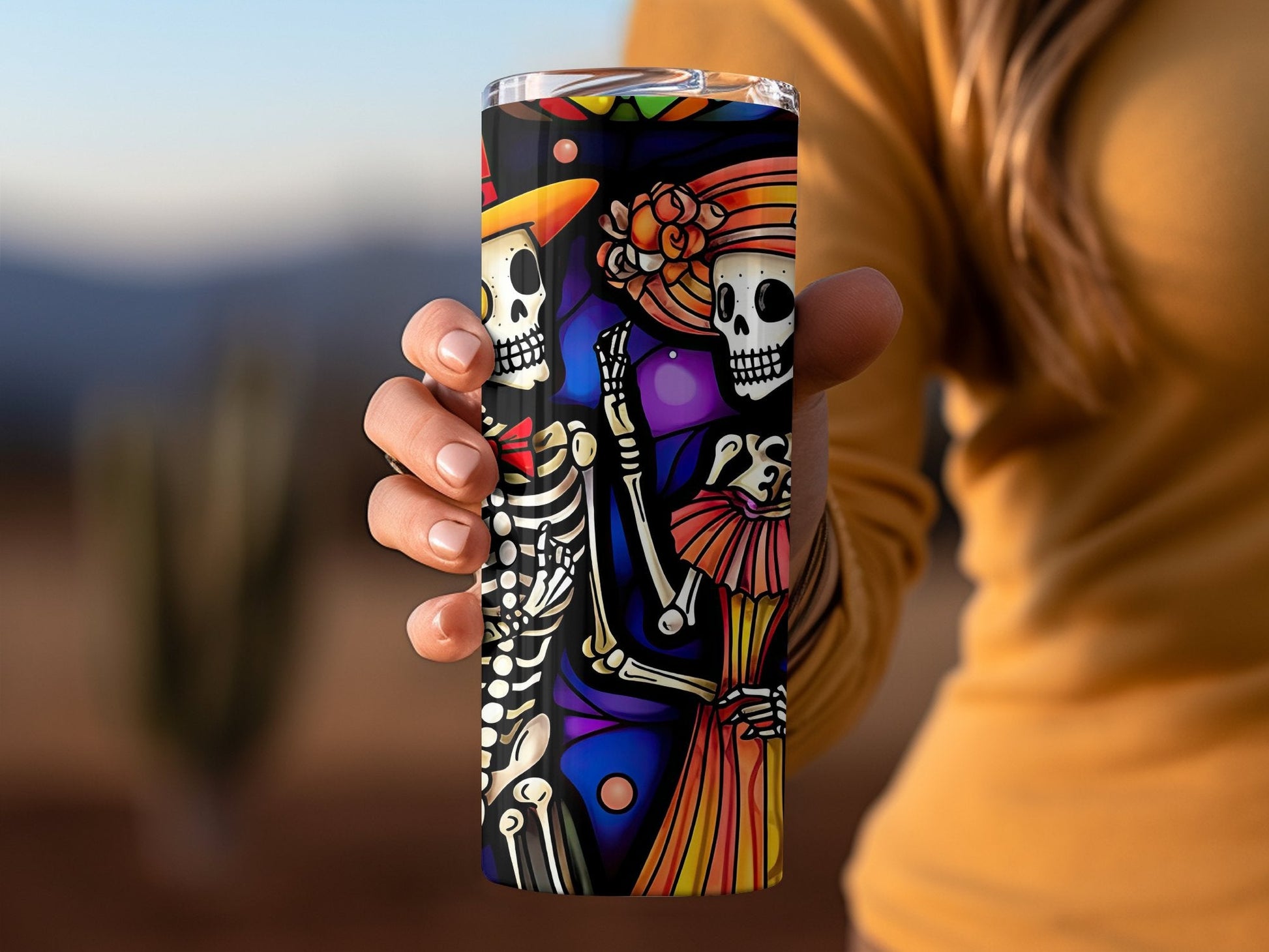 3d skeletens dancing funny 20oz skinny tumbler - Premium tumbler from MyDesigns - Just $29.95! Shop now at Lees Krazy Teez