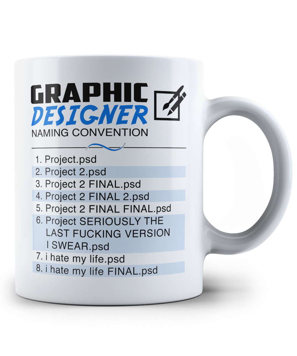 Graphic designer naming convention funny Mug - Premium mugs from MyDesigns - Just $19.95! Shop now at Lees Krazy Teez