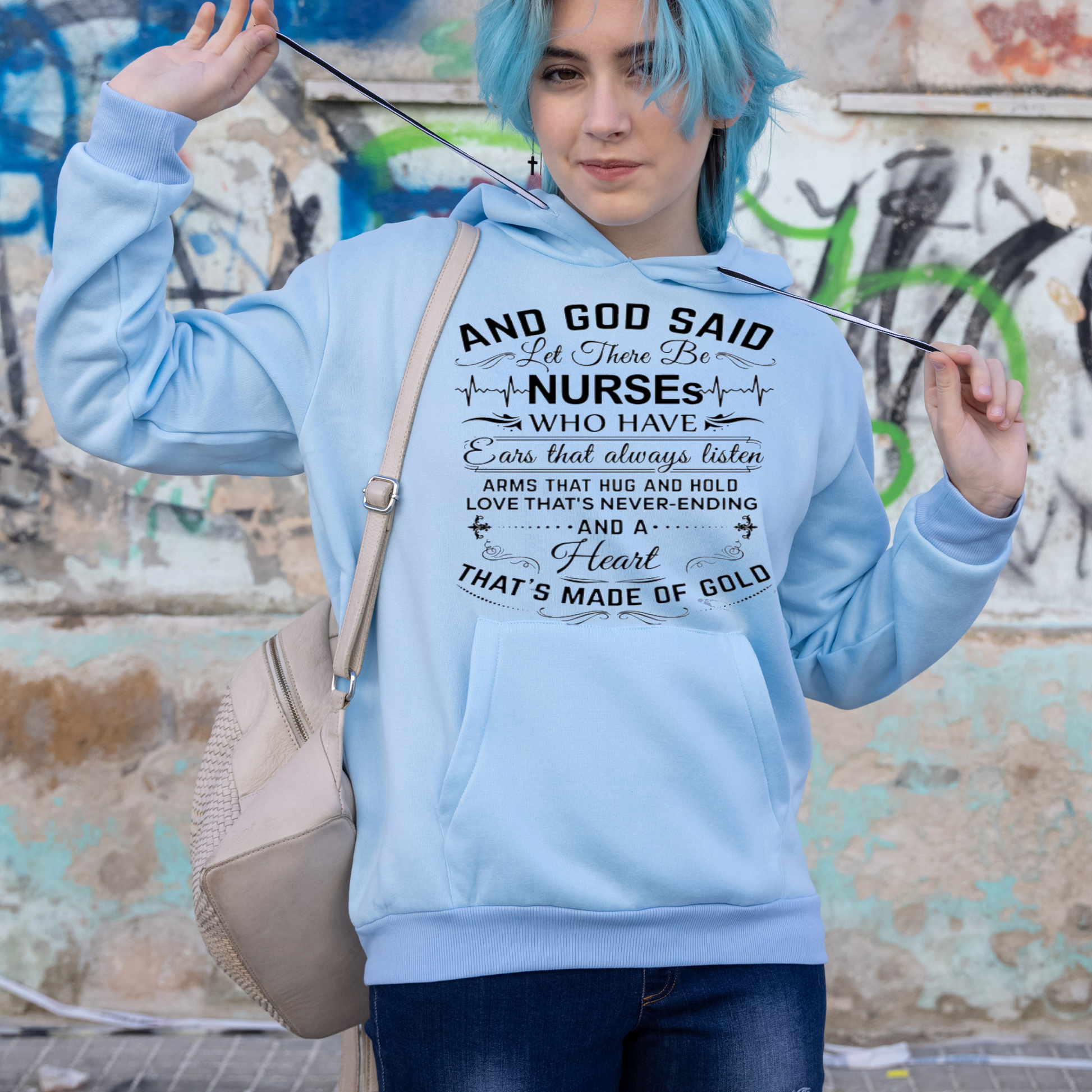 And God said let there be Nurses Women's Hoodie - Premium Hoodie from MyDesigns - Just $39.95! Shop now at Lees Krazy Teez