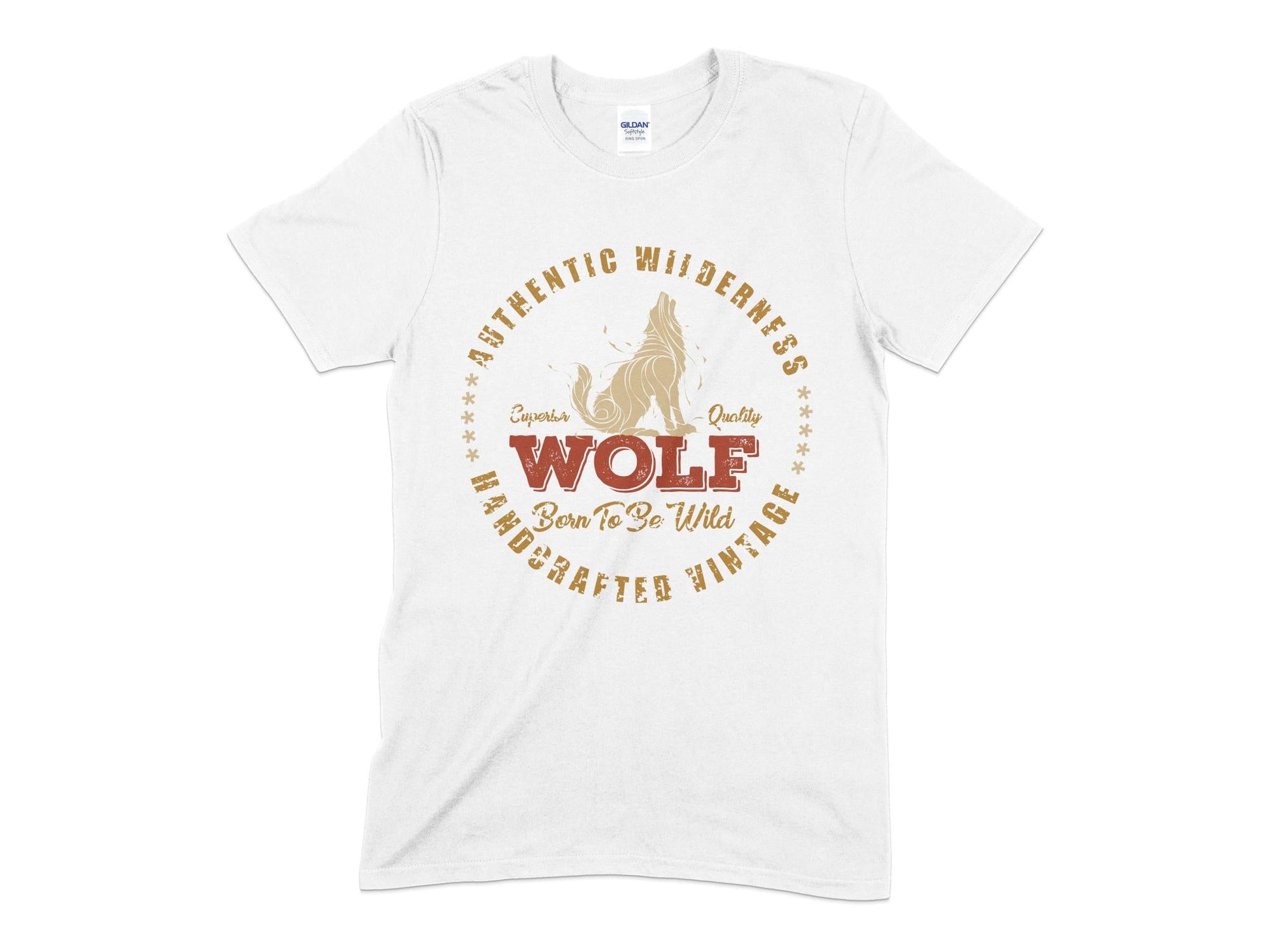 Authentic wilderness handcrafted vintage wolf born to be wild - Premium t-shirt from MyDesigns - Just $21.95! Shop now at Lees Krazy Teez