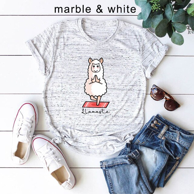 Cute Cartoon Sheep Graphic Tee - White Cotton T-Shirt for Women - Premium t-shirt from eprolo - Just $19.95! Shop now at Lees Krazy Teez