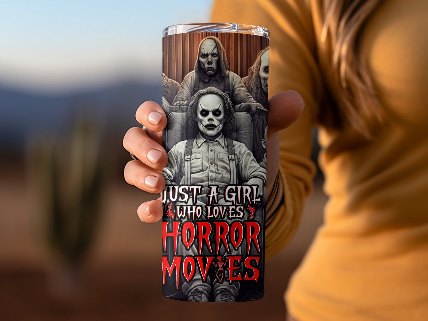 Just a Girl who love horror movies 20oz tumbler - Premium tumbler from MyDesigns - Just $26.95! Shop now at Lees Krazy Teez