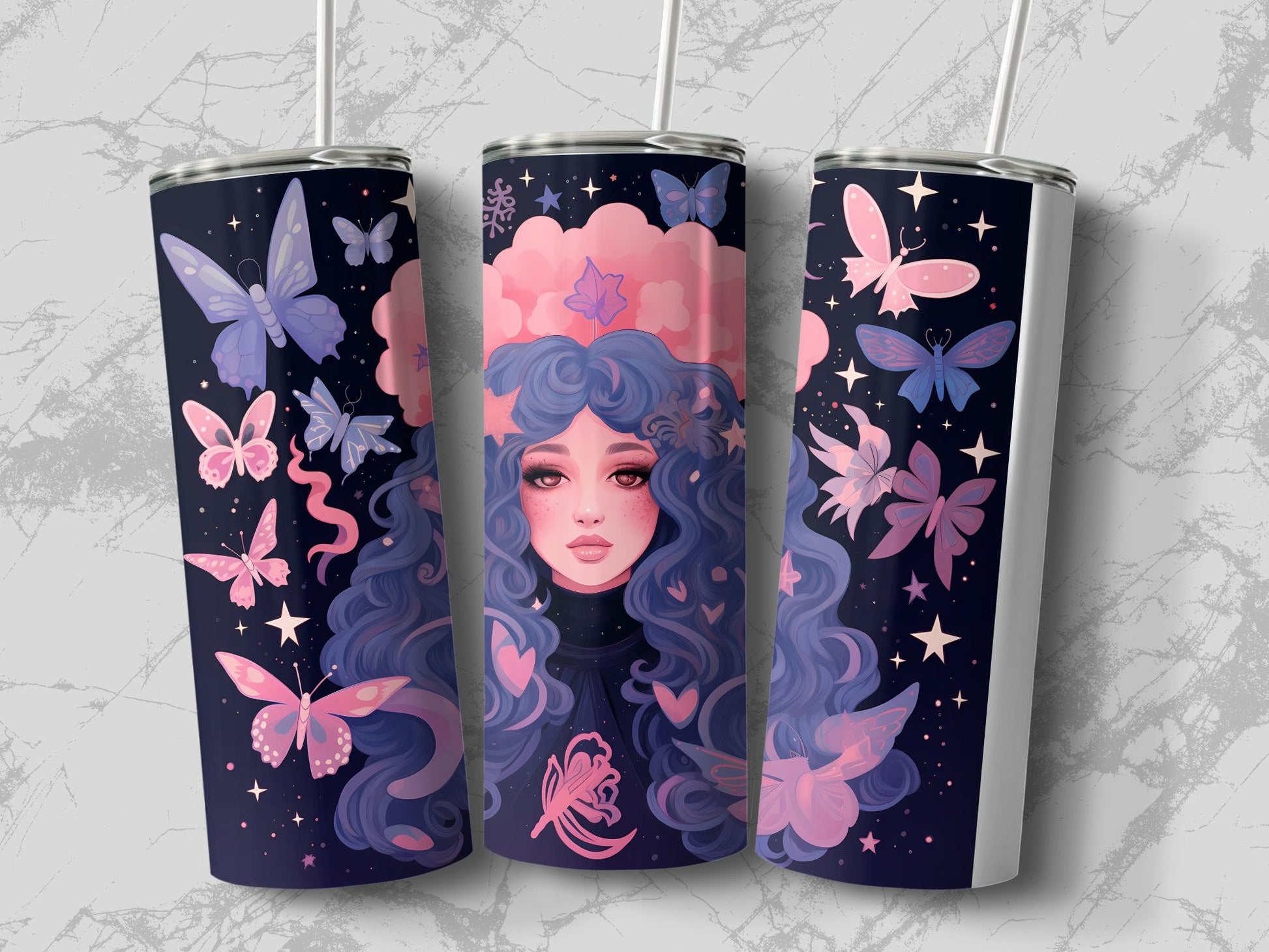 Witch surounded by butterflies 20oz sublimation tumbler - Premium tumbler from MyDesigns - Just $29.95! Shop now at Lees Krazy Teez