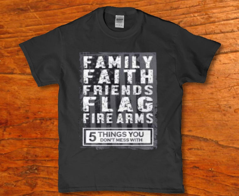 Family faith friends flag fire arms Men's t-shirt - Premium t-shirt from MyDesigns - Just $19.95! Shop now at Lees Krazy Teez