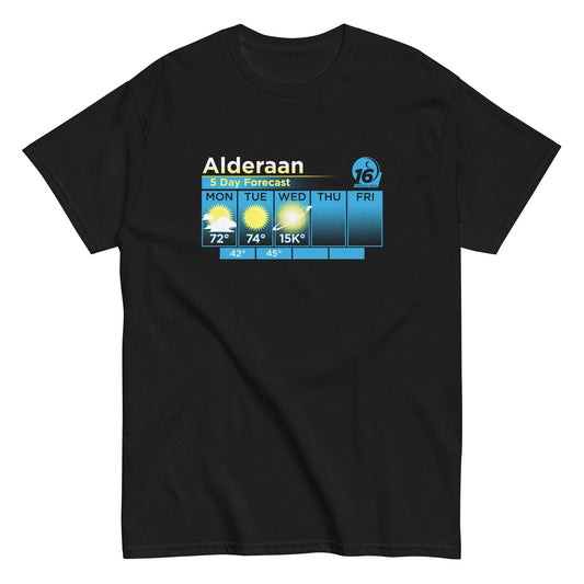 Alderaan 5 day forecast funny unique t-shirt - Premium t-shirt from MyDesigns - Just $19.95! Shop now at Lees Krazy Teez