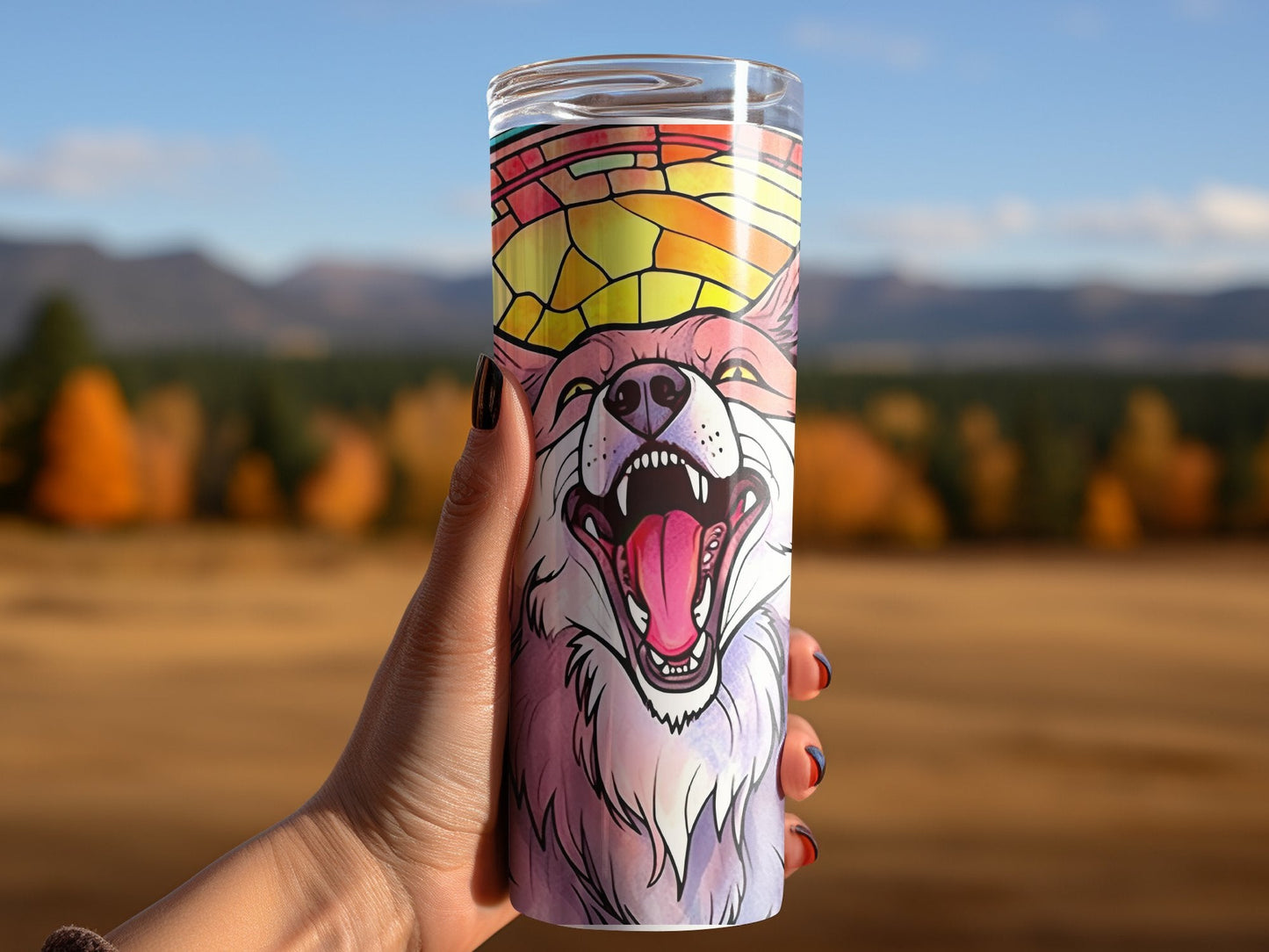 3d howling wolf laughint 20oz skinny tumbler - Premium tumbler from MyDesigns - Just $29.95! Shop now at Lees Krazy Teez