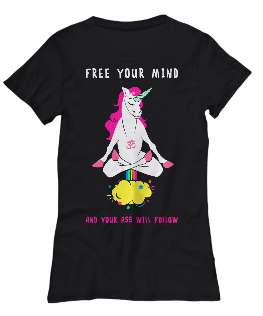 Free Your Mind funny unicorn Women's t-shirt - Premium t-shirt from MyDesigns - Just $16.95! Shop now at Lees Krazy Teez