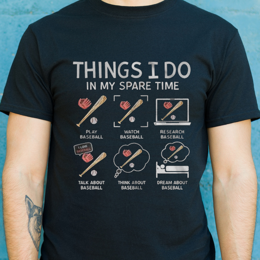 Things i do in my spare time play baseball Men's t-shirt - Premium t-shirt from MyDesigns - Just $16.95! Shop now at Lees Krazy Teez