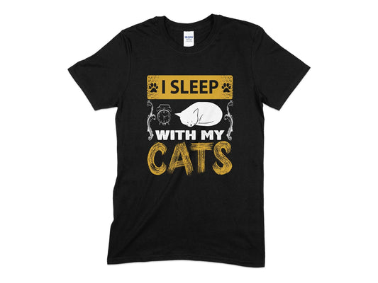 I sleep with my cats funny t-shirt - Premium t-shirt from MyDesigns - Just $21.95! Shop now at Lees Krazy Teez
