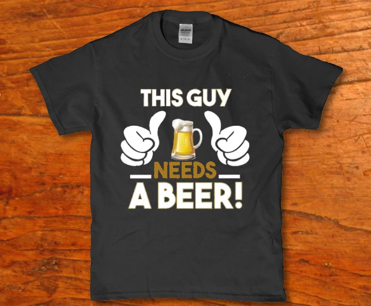This guy needs a beer Men's drinking t-shirt - Premium t-shirt from MyDesigns - Just $19.95! Shop now at Lees Krazy Teez