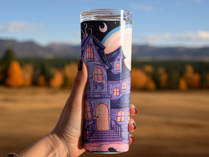 Haunted house dream land 20oz skinny tumbler - Premium tumbler from MyDesigns - Just $26.95! Shop now at Lees Krazy Teez