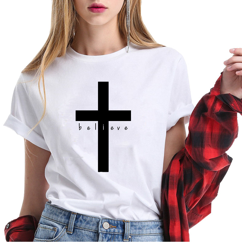Christian cross Short Sleeve Loose Fit Women t-shirt Ascension Day - Premium t-shirt from eprolo - Just $19.95! Shop now at Lees Krazy Teez