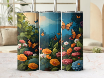 Butterflies in Garden Tumbler Wrap 20oz skinny tumbler - Premium tumbler from MyDesigns - Just $29.95! Shop now at Lees Krazy Teez