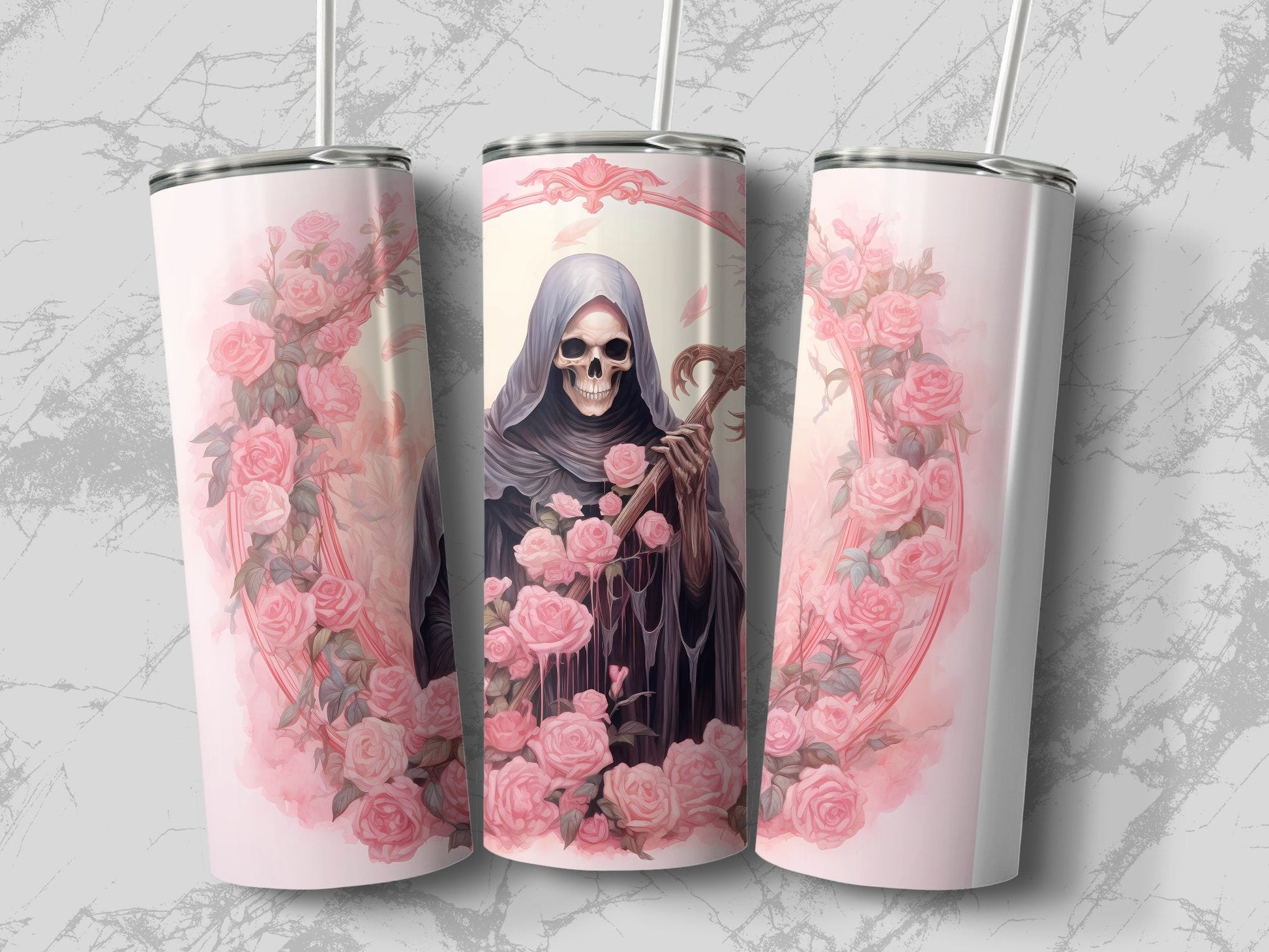 Skull reaper pastel 20oz skinny sublimation tumbler - Premium tumbler from MyDesigns - Just $29.95! Shop now at Lees Krazy Teez