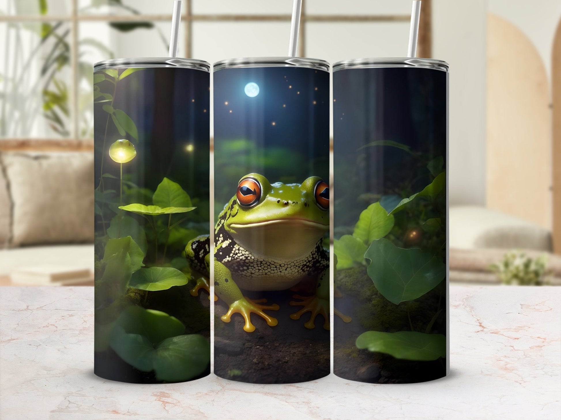 Frog In Night Forest 3D Tumbler Wrap 20oz skinny tumbler - Premium tumbler from MyDesigns - Just $26.95! Shop now at Lees Krazy Teez