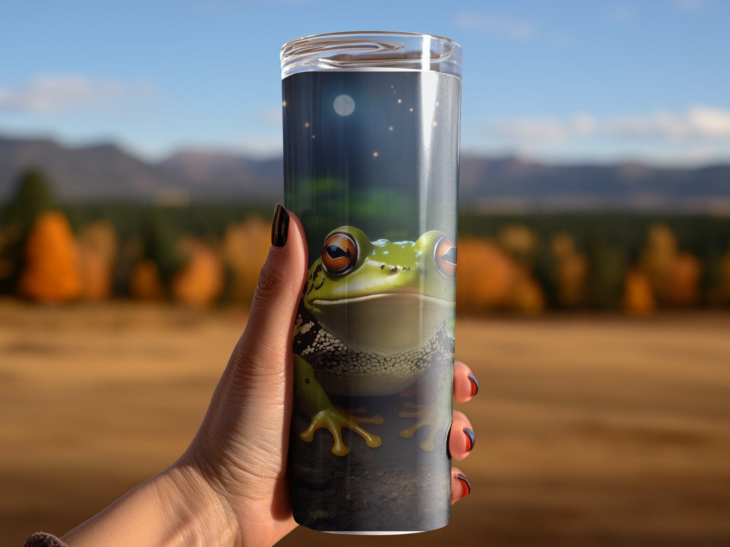 Frog In Night Forest 3D Tumbler Wrap 20oz skinny tumbler - Premium tumbler from MyDesigns - Just $26.95! Shop now at Lees Krazy Teez