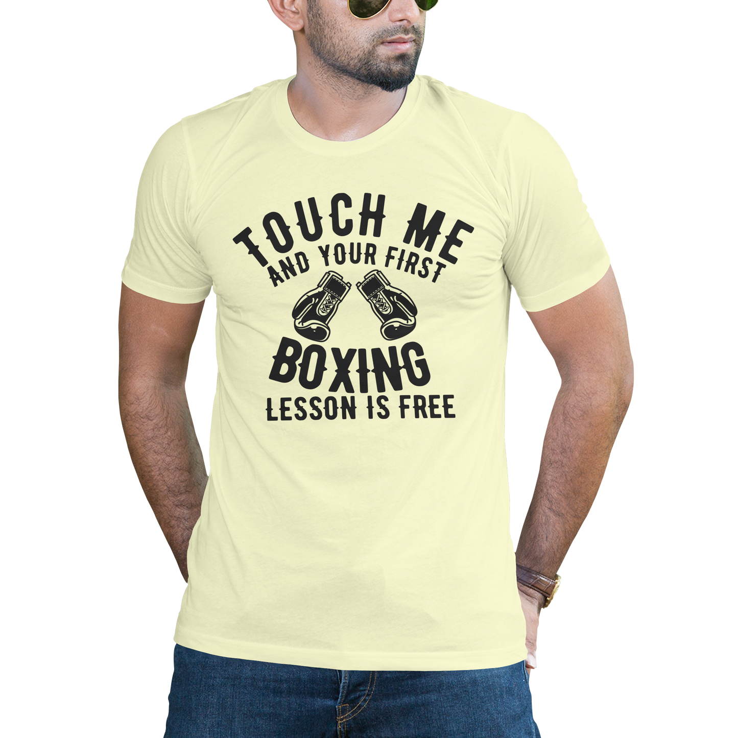 Touch me and your first boxing lesson is free t-shirt - Premium t-shirt from MyDesigns - Just $16.95! Shop now at Lees Krazy Teez
