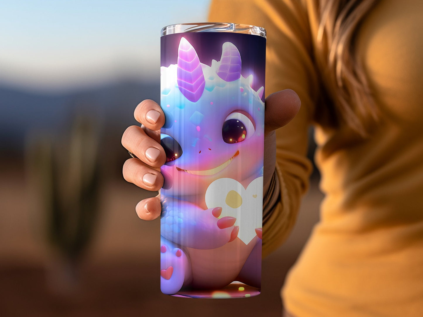 Cute monster holding glowing heart tumbler wrap - Premium tumbler from MyDesigns - Just $26.95! Shop now at Lees Krazy Teez