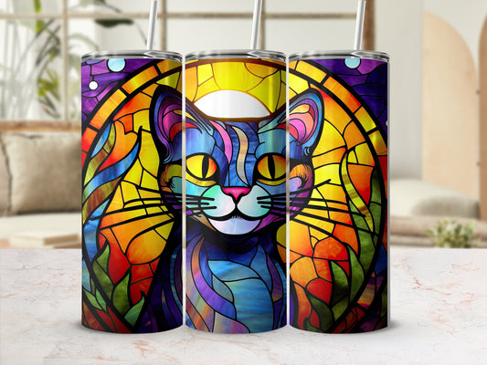 halloween stained glass cat 20oz skinny tumbler - Premium tumbler from MyDesigns - Just $26.95! Shop now at Lees Krazy Teez