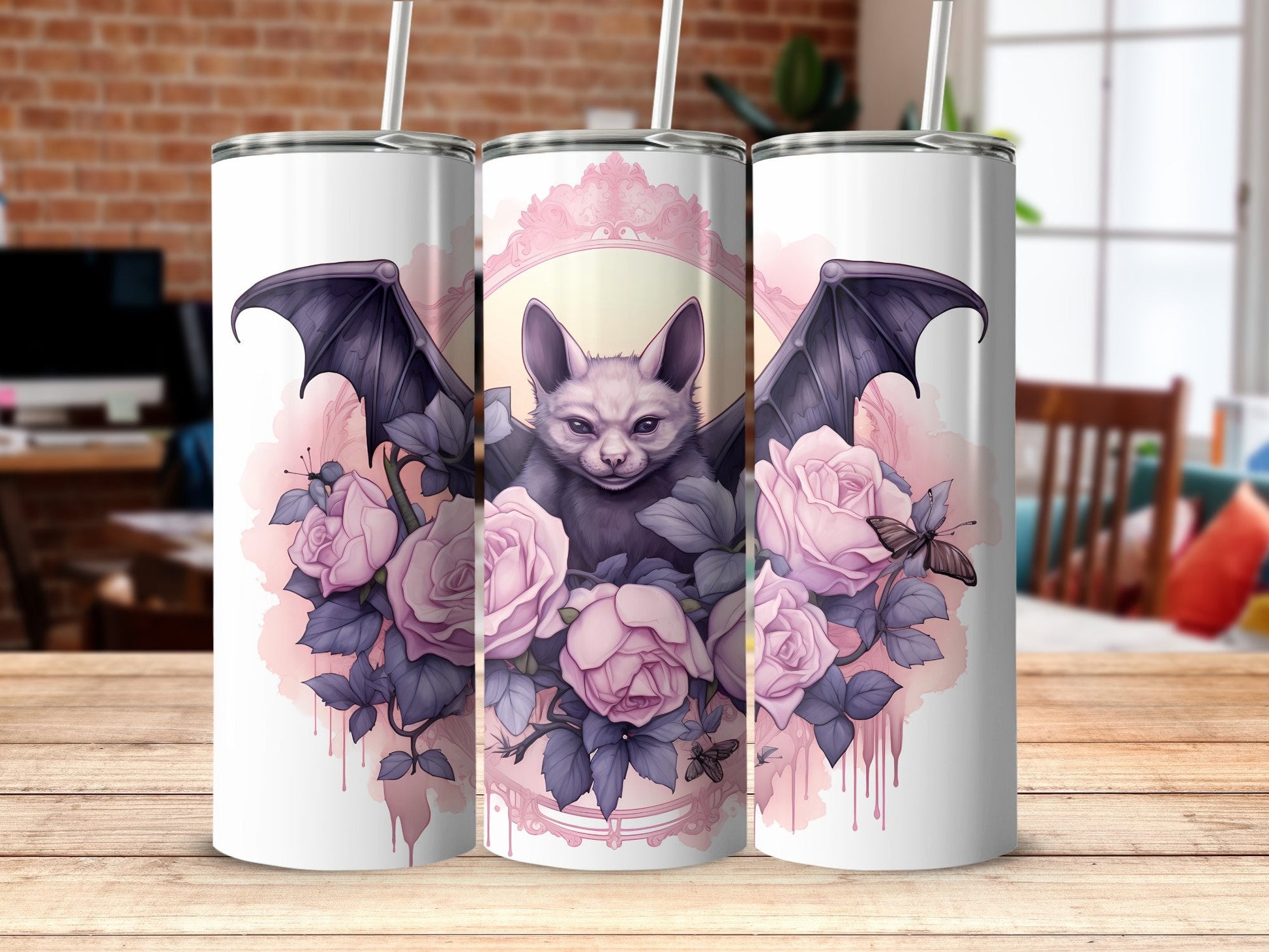 Bats of roses 20oz skinny tumbler - Premium tumbler from MyDesigns - Just $29.95! Shop now at Lees Krazy Teez