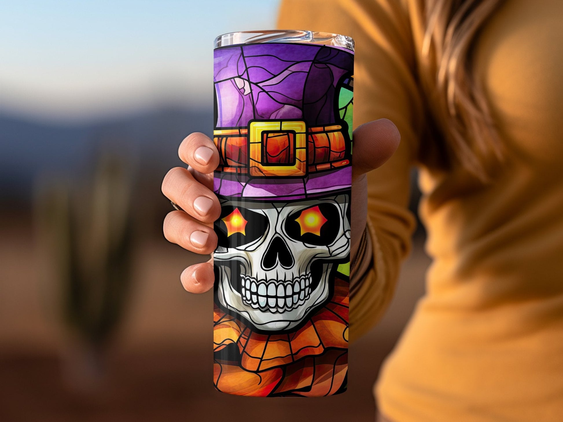 3d skull wearing purple hat 20oz skinny tumbler - Premium tumbler from MyDesigns - Just $29.95! Shop now at Lees Krazy Teez