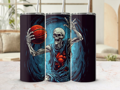 skeleton sports playing basketball 20oz skinny tumbler - Premium tumbler from MyDesigns - Just $29.95! Shop now at Lees Krazy Teez
