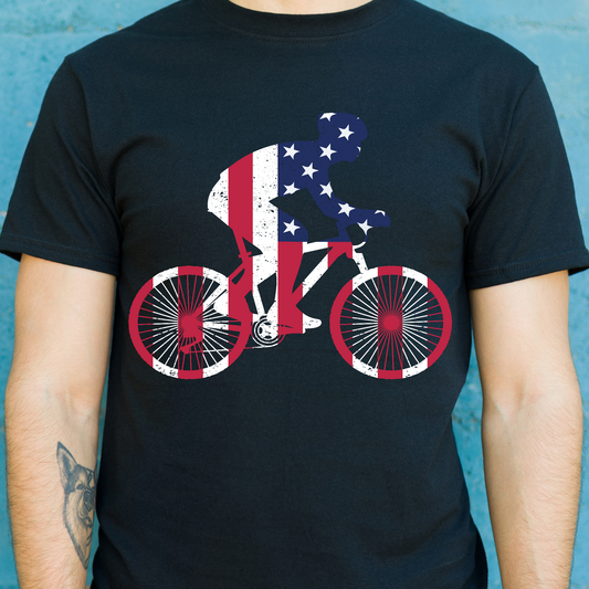 American USA vector art Men's bicycle t-shirt - Premium t-shirt from MyDesigns - Just $21.95! Shop now at Lees Krazy Teez