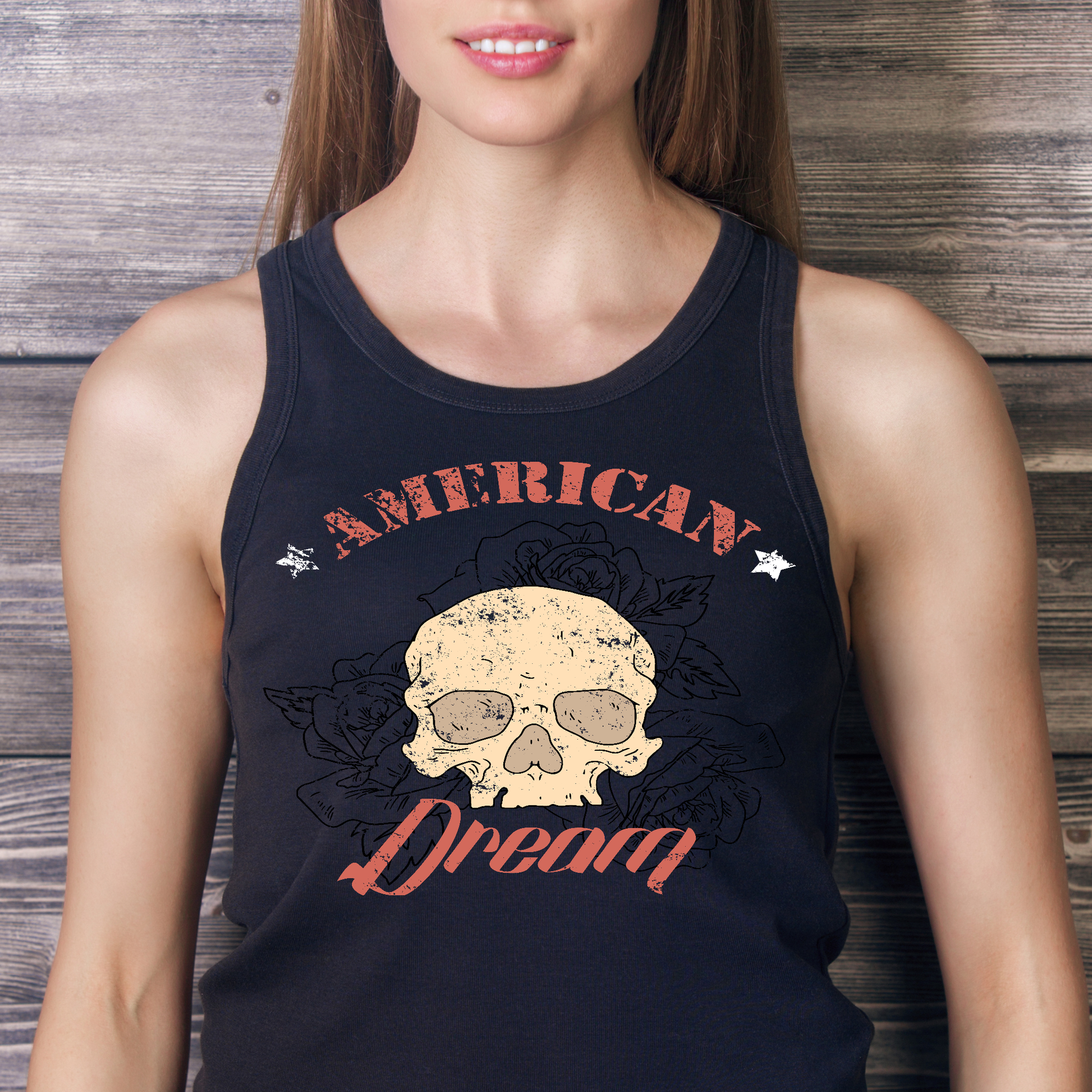 American dream skull vector Women's tank top - Premium t-shirt from MyDesigns - Just $21.95! Shop now at Lees Krazy Teez