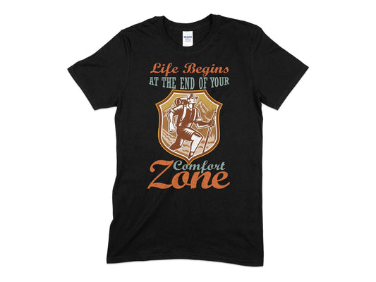 Life begins at the end of your comfort zone hiking t-shirt - Premium t-shirt from MyDesigns - Just $19.95! Shop now at Lees Krazy Teez