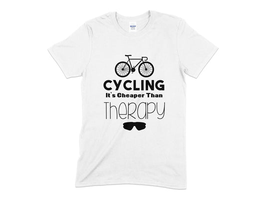 Cycling its cheaper than therapy Mens womens unisex t-shirt - Premium t-shirt from MyDesigns - Just $21.95! Shop now at Lees Krazy Teez