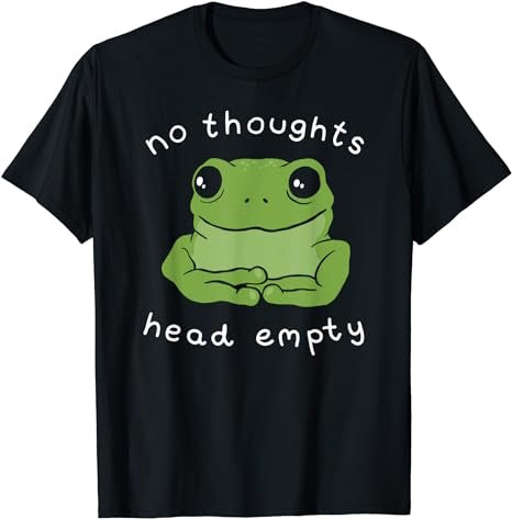 No Thoughts Head Empty Cute Frog Meme Aesthetic T-Shirt - Premium t-shirt from MyDesigns - Just $16.95! Shop now at Lees Krazy Teez