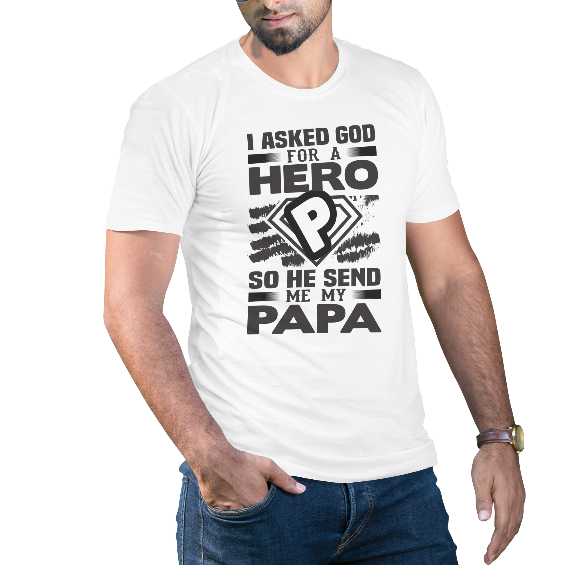 I asked for a hero so he send me my papa t-shirt - Premium t-shirt from MyDesigns - Just $19.95! Shop now at Lees Krazy Teez