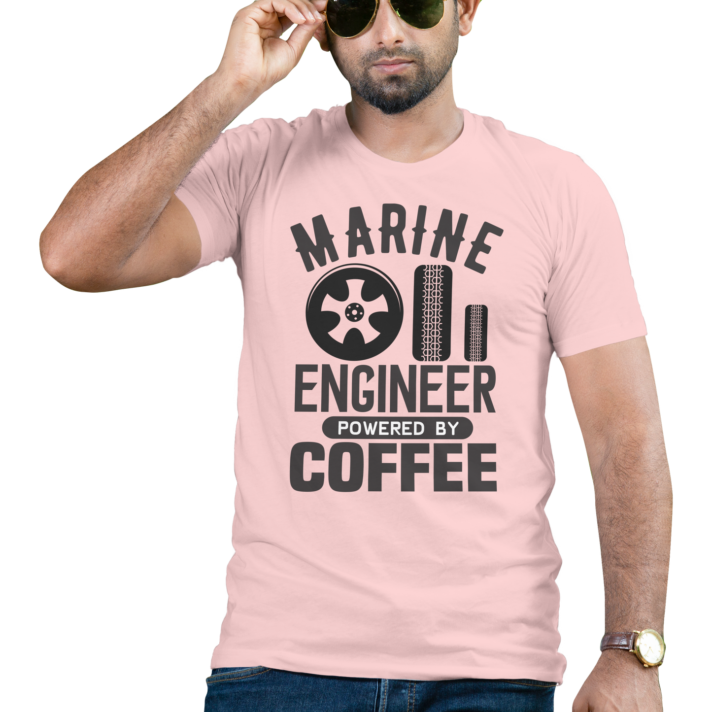 Marine engineer powered by coffee t-shirt - Premium t-shirt from MyDesigns - Just $19.95! Shop now at Lees Krazy Teez
