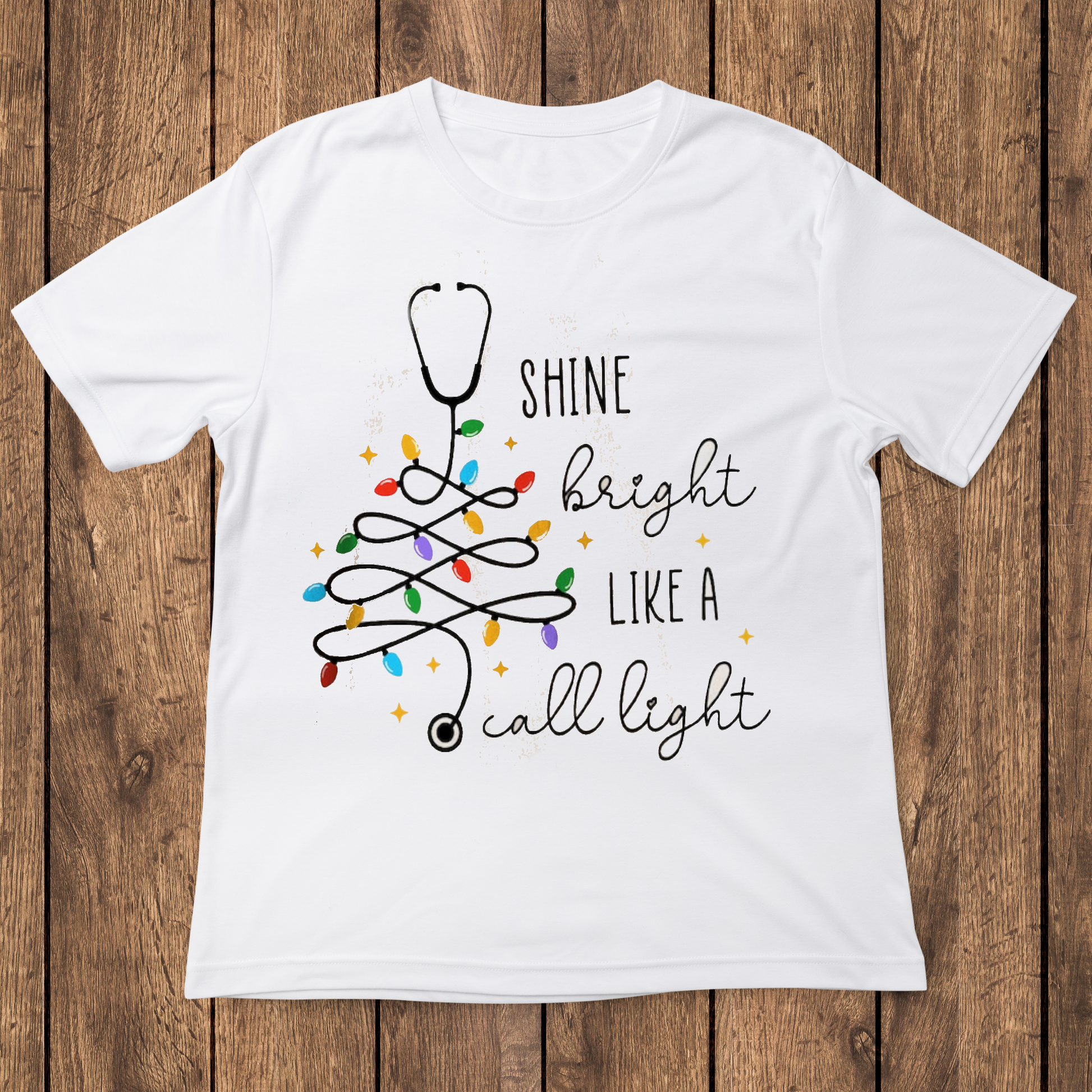Shine bright like a call light nurse Women's Christmas tee - Premium t-shirt from MyDesigns - Just $16.95! Shop now at Lees Krazy Teez