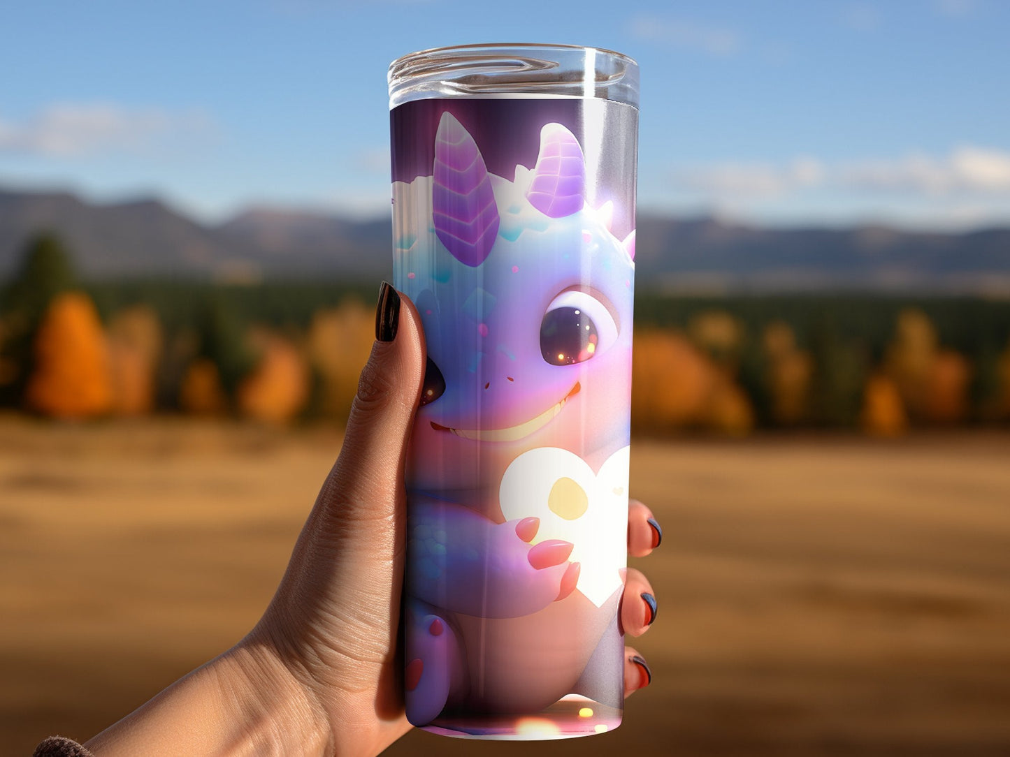 Cute monster holding glowing heart tumbler wrap - Premium tumbler from MyDesigns - Just $26.95! Shop now at Lees Krazy Teez