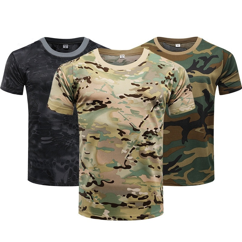 Rapid Dry Camo Tactical Shirt: Short Sleeve Men's for Hiking and Hunting - Premium t-shirt from eprolo - Just $24.95! Shop now at Lees Krazy Teez