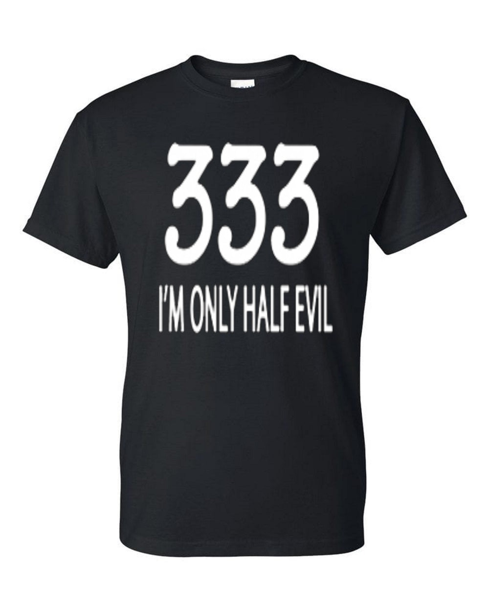 Number 333 I'm only half evil Men's t-shirt - Premium t-shirt from MyDesigns - Just $19.95! Shop now at Lees Krazy Teez