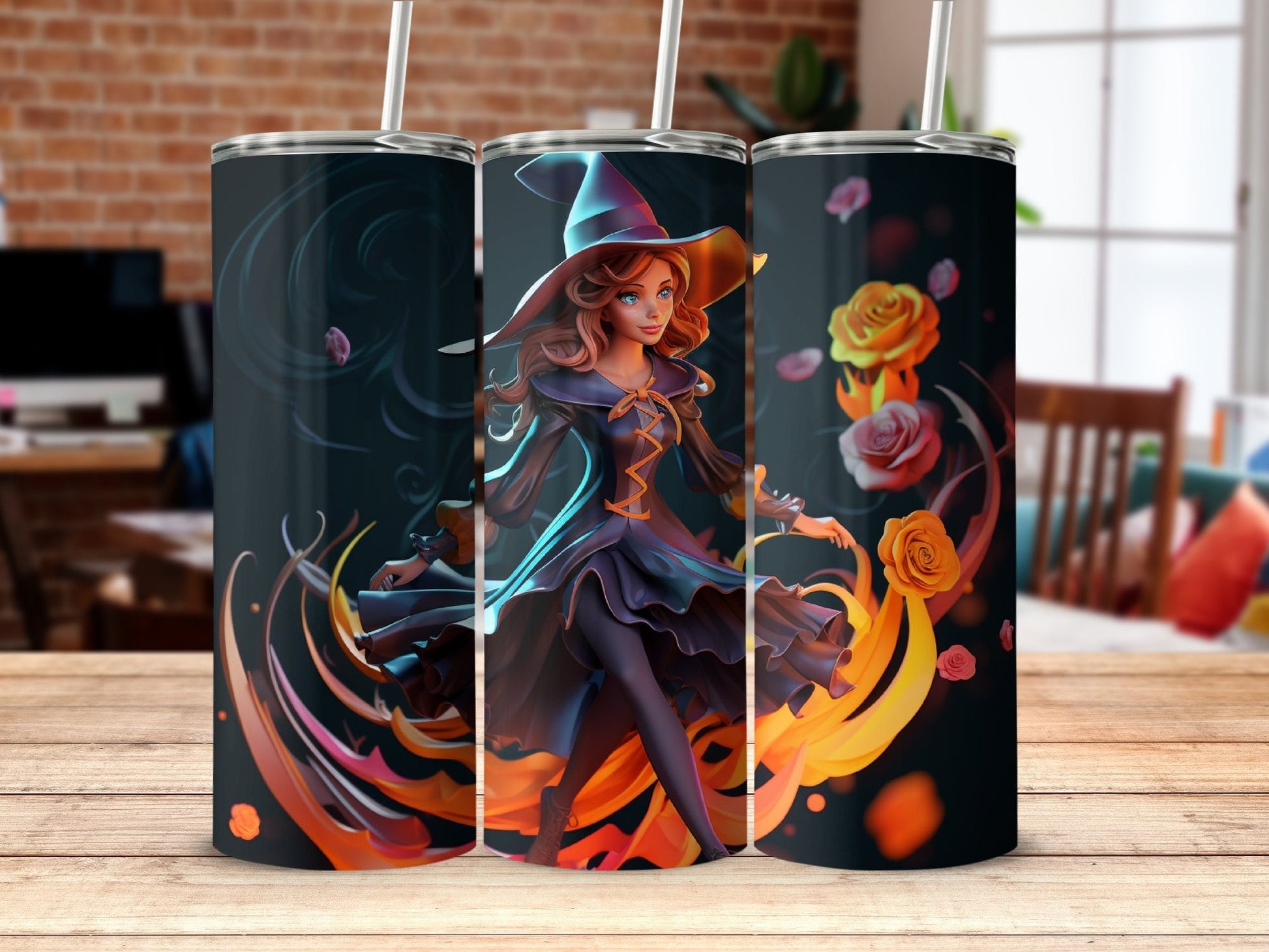 3d witch field walking 20oz skinny tumbler - Premium tumbler from MyDesigns - Just $29.95! Shop now at Lees Krazy Teez