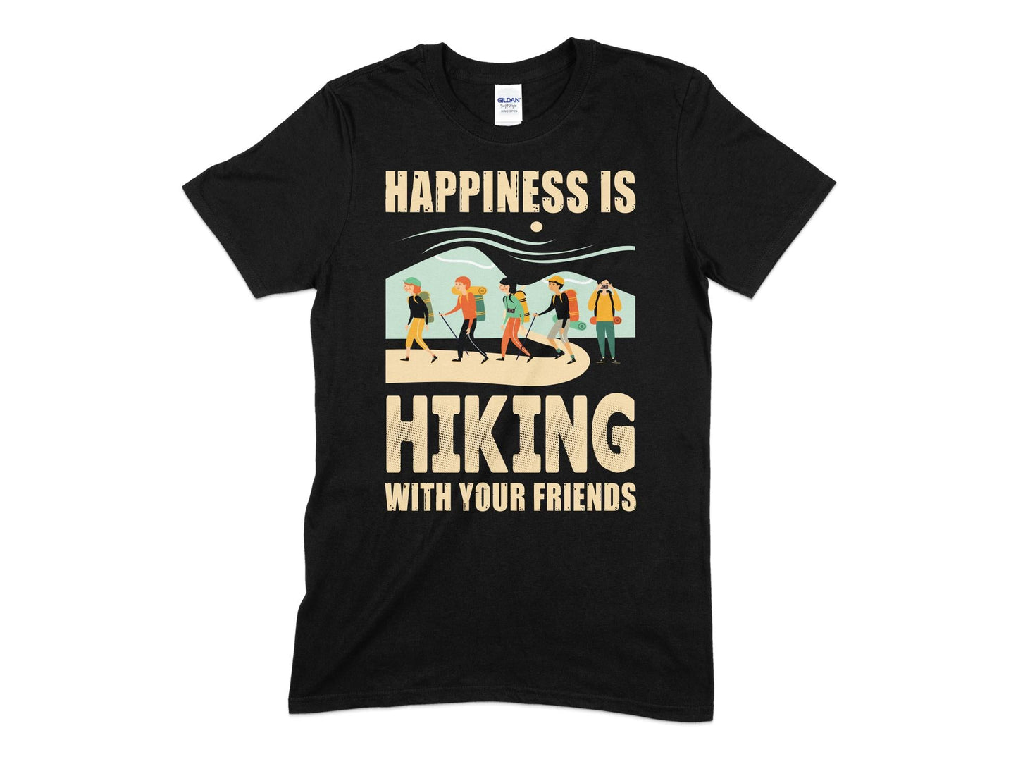 Happiness is hiking with your friends t-shirt - Premium t-shirt from MyDesigns - Just $19.95! Shop now at Lees Krazy Teez