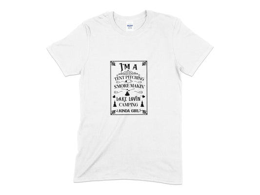 Im a camping kinda girl smore makin tent pitching Unisex t-shirt - Premium t-shirt from MyDesigns - Just $19.95! Shop now at Lees Krazy Teez
