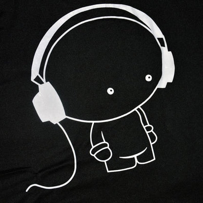 Groove in Style: Cartoon Headphone Man Short Sleeve Tee and Casual Elegance for Men - Premium t-shirt from eprolo - Just $19.95! Shop now at Lees Krazy Teez