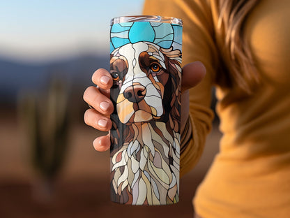 Stained glass dog animal tumbler 20oz skinny tumbler - Premium tumbler from MyDesigns - Just $29.95! Shop now at Lees Krazy Teez