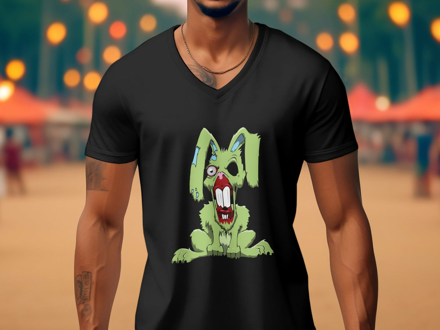 Evil demonic rabbit zombie Halloween Men's tee - Premium t-shirt from MyDesigns - Just $19.95! Shop now at Lees Krazy Teez