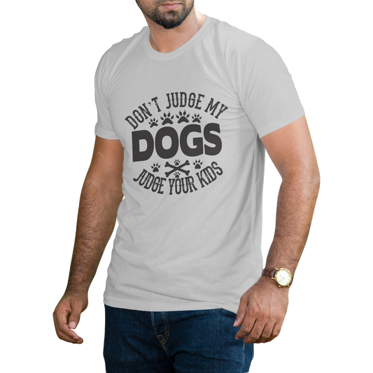 Don't judge my dogs judge your kids t-shirt - Premium t-shirt from MyDesigns - Just $19.95! Shop now at Lees Krazy Teez