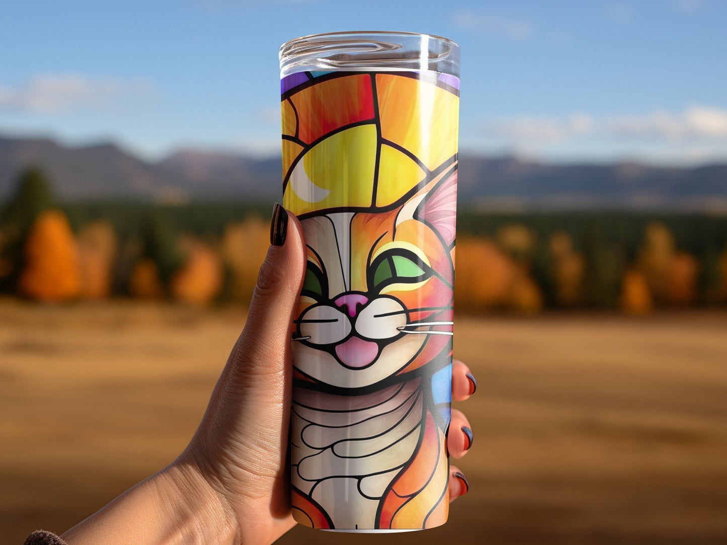 Laughing Halloween cat 20oz skinny tumbler 20oz skinny tumbler - Premium tumbler from MyDesigns - Just $26.95! Shop now at Lees Krazy Teez