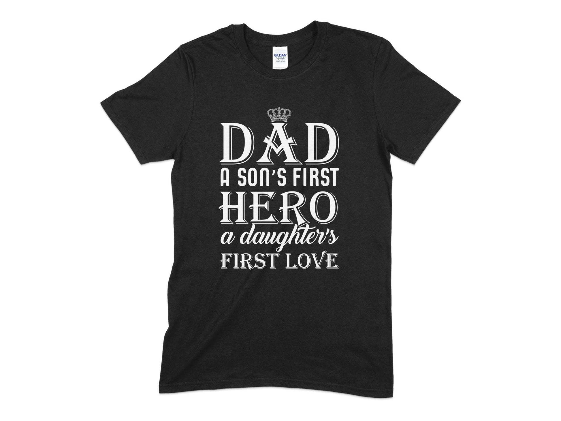 Dad a sons first hero a daughters first love Mens Women's t-shirt - Premium t-shirt from MyDesigns - Just $19.95! Shop now at Lees Krazy Teez
