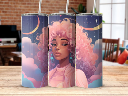 Pink Woman with pink hair - 20oz skinny sublimation tumbler - Premium tumbler from MyDesigns - Just $29.95! Shop now at Lees Krazy Teez