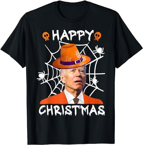 Happy Christmas anti Joe Biden Funny Halloween 2023 Pumpkin T-Shirt - Premium t-shirt from Lees Krazy Teez - Just $19.95! Shop now at Lees Krazy Teez
