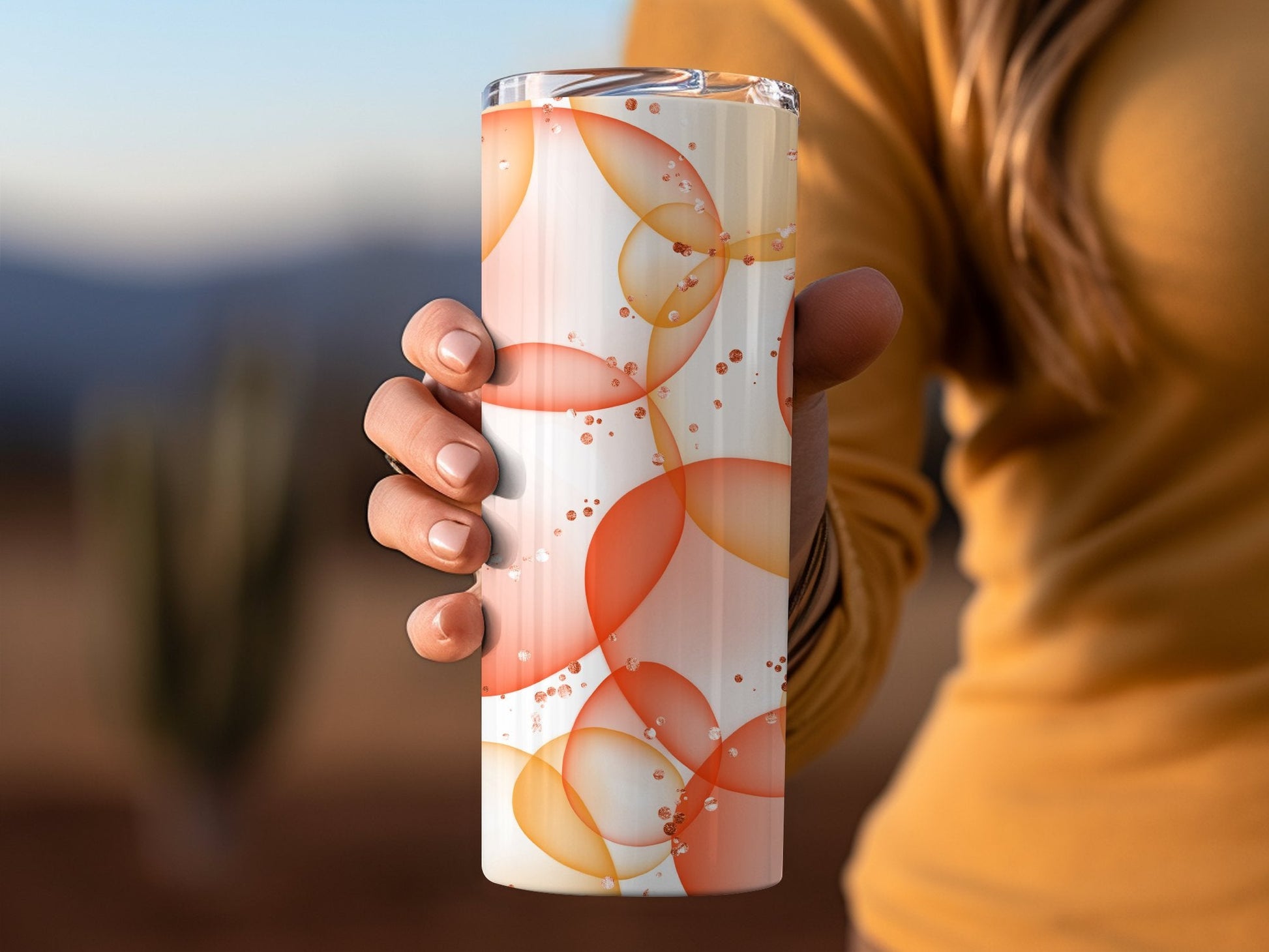 3d orange Summer Bubble orange Glitter 20oz skinny tumbler - Premium tumbler from MyDesigns - Just $29.95! Shop now at Lees Krazy Teez