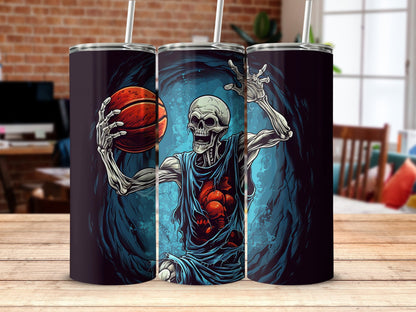 skeleton sports playing basketball 20oz skinny tumbler - Premium tumbler from MyDesigns - Just $29.95! Shop now at Lees Krazy Teez